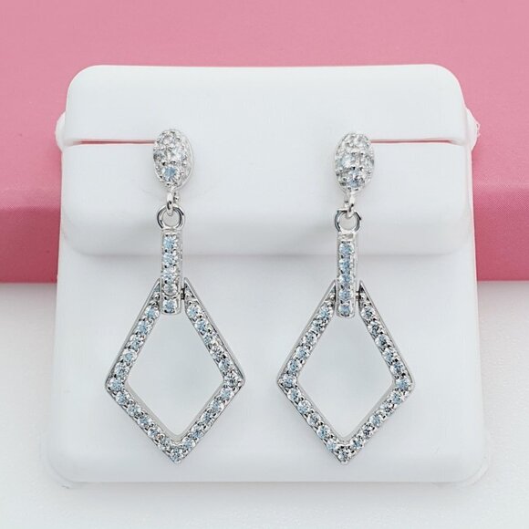 - "925 Sterling Silver Cubic Zirconia Earrings, U19254683 - Picture 1 of 10
